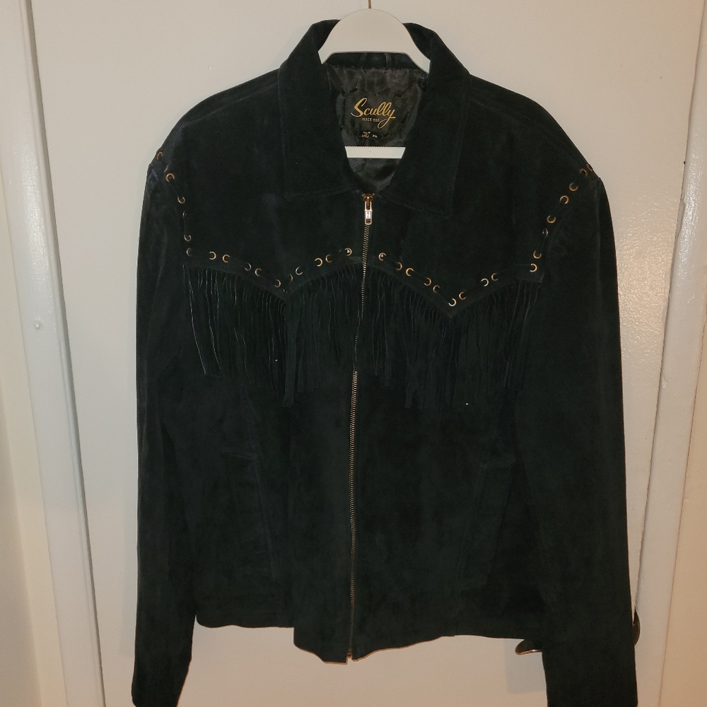 Scully Genuine Suede Fringe Jacket in Black size XL